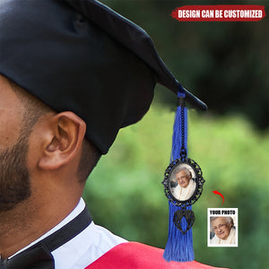 Personalized Graduation Tassel Photo Charm with Angel Wings