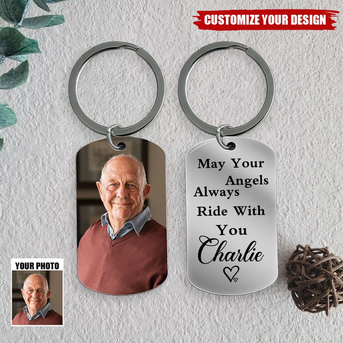 Personalized Memorial Photo Keychain, In Loving Memory Gift