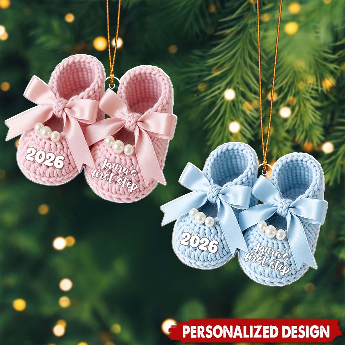 Personalized Baby's First Steps Christmas Ornament