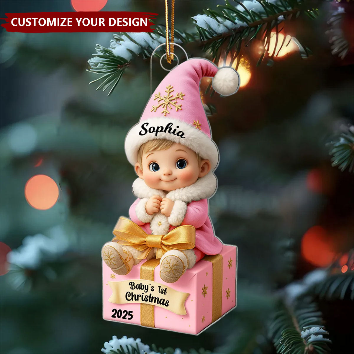 Baby Newborn Gift Box Personalized 3D Effect Acrylic Ornament