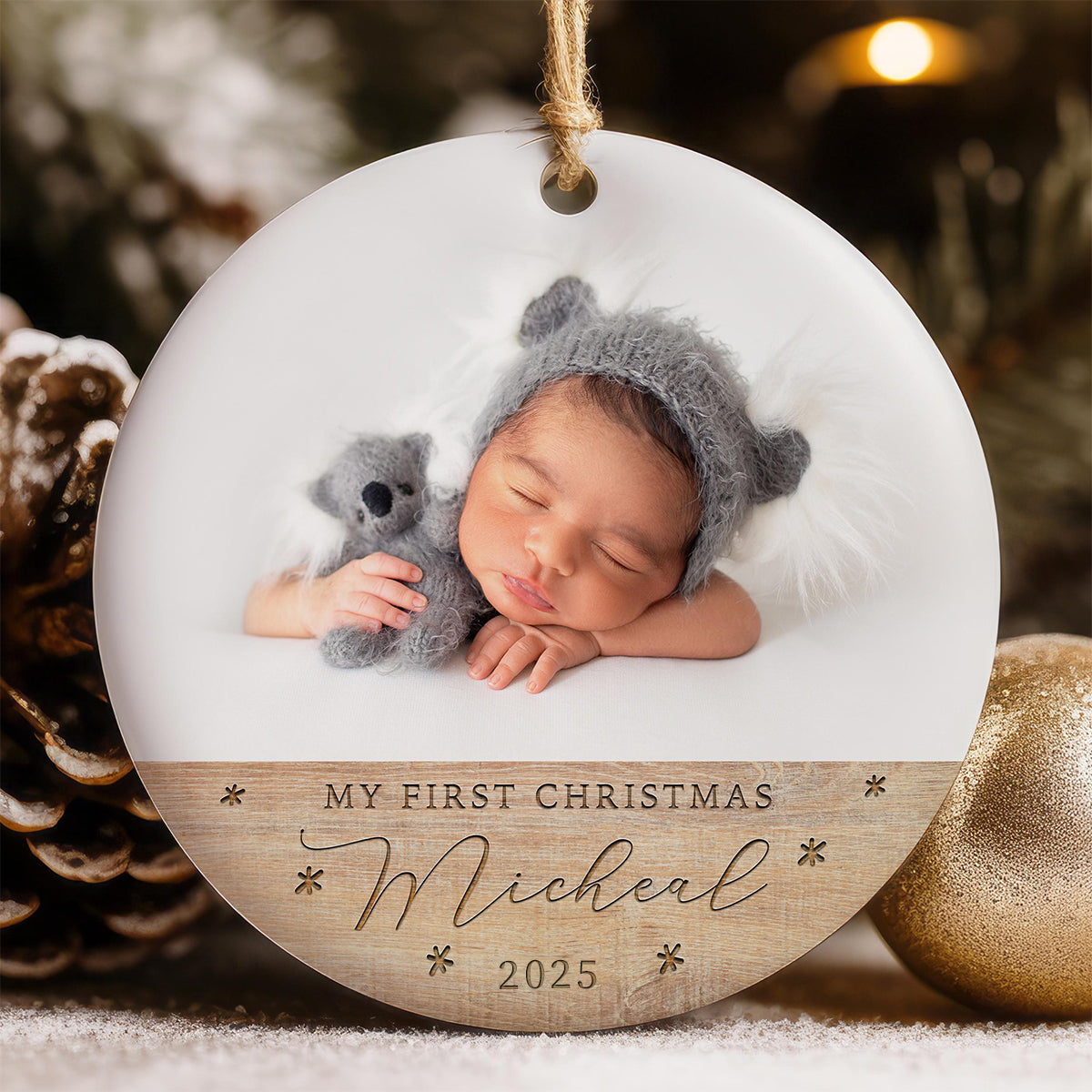 Personalized Baby’s First Christmas Upload Image Ornament