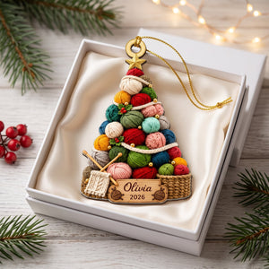 Personalized Knitting Wool Christmas Ornament, Crochet Lover Gift