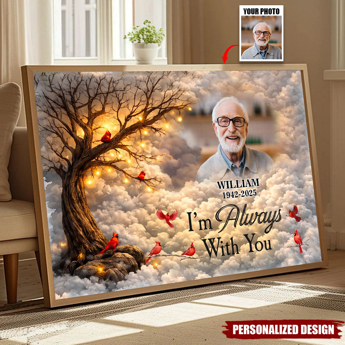 Personalized Always By Your Side Memorial Canvas Poster