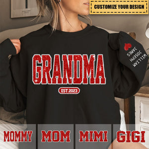 Glitter Custom Name Grandma Nana Mimi Est And Kids Personalized Sweatshirt