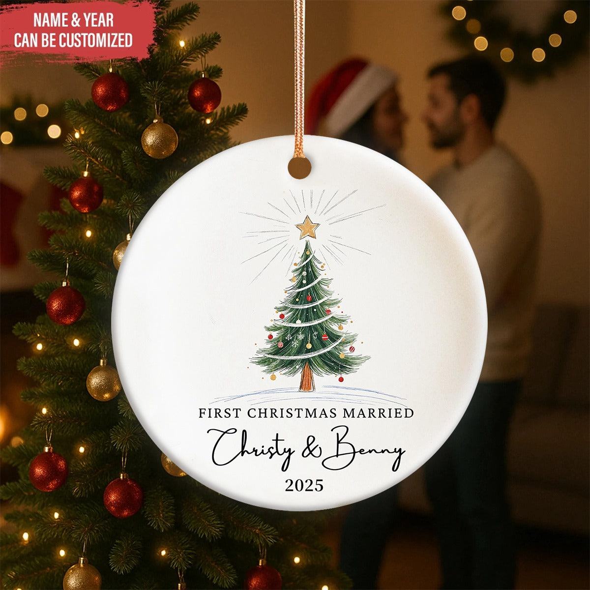 Personalized First Christmas Married Ornament, Mr and Mrs Ornament