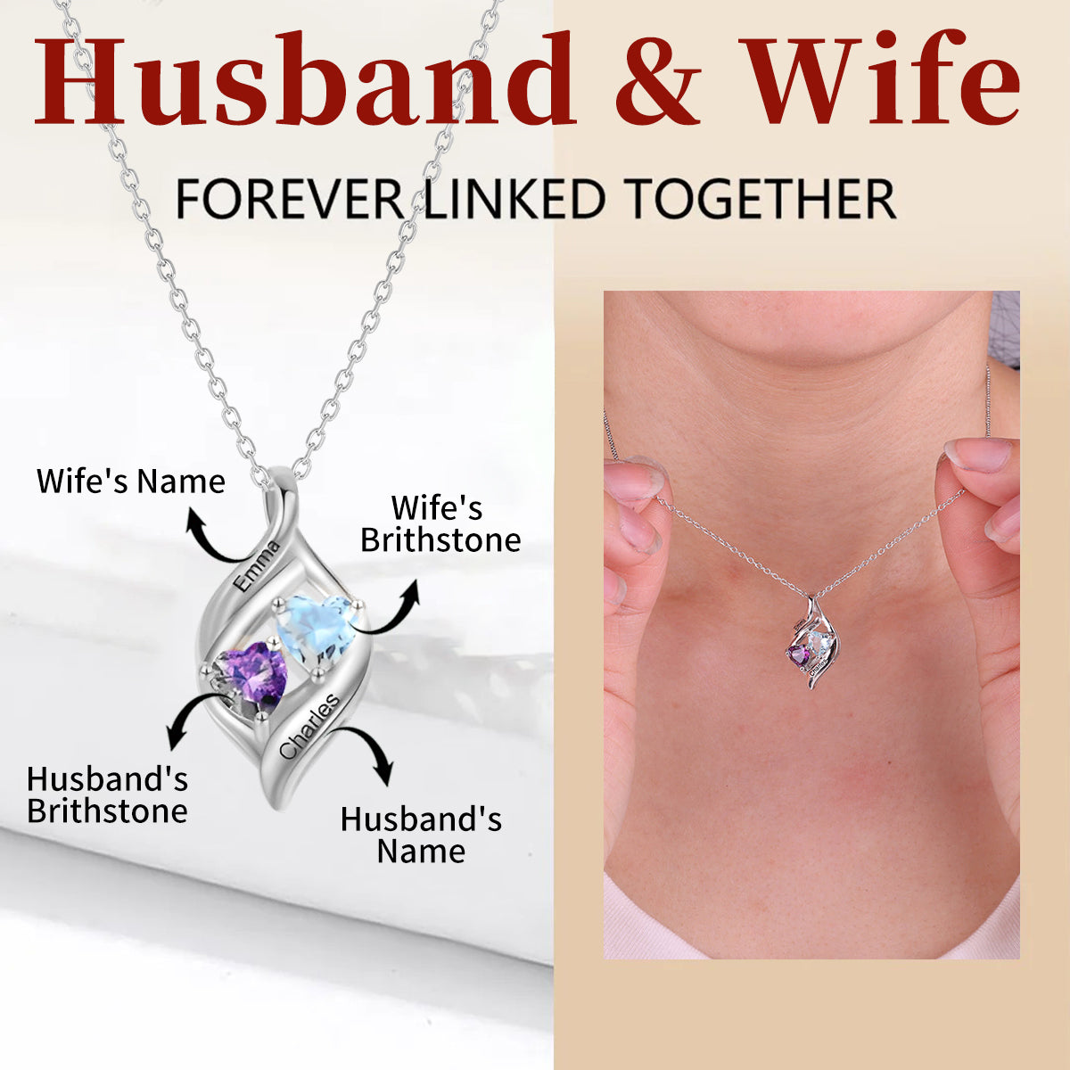 Personalized Our Love Promise Birthstone Necklace