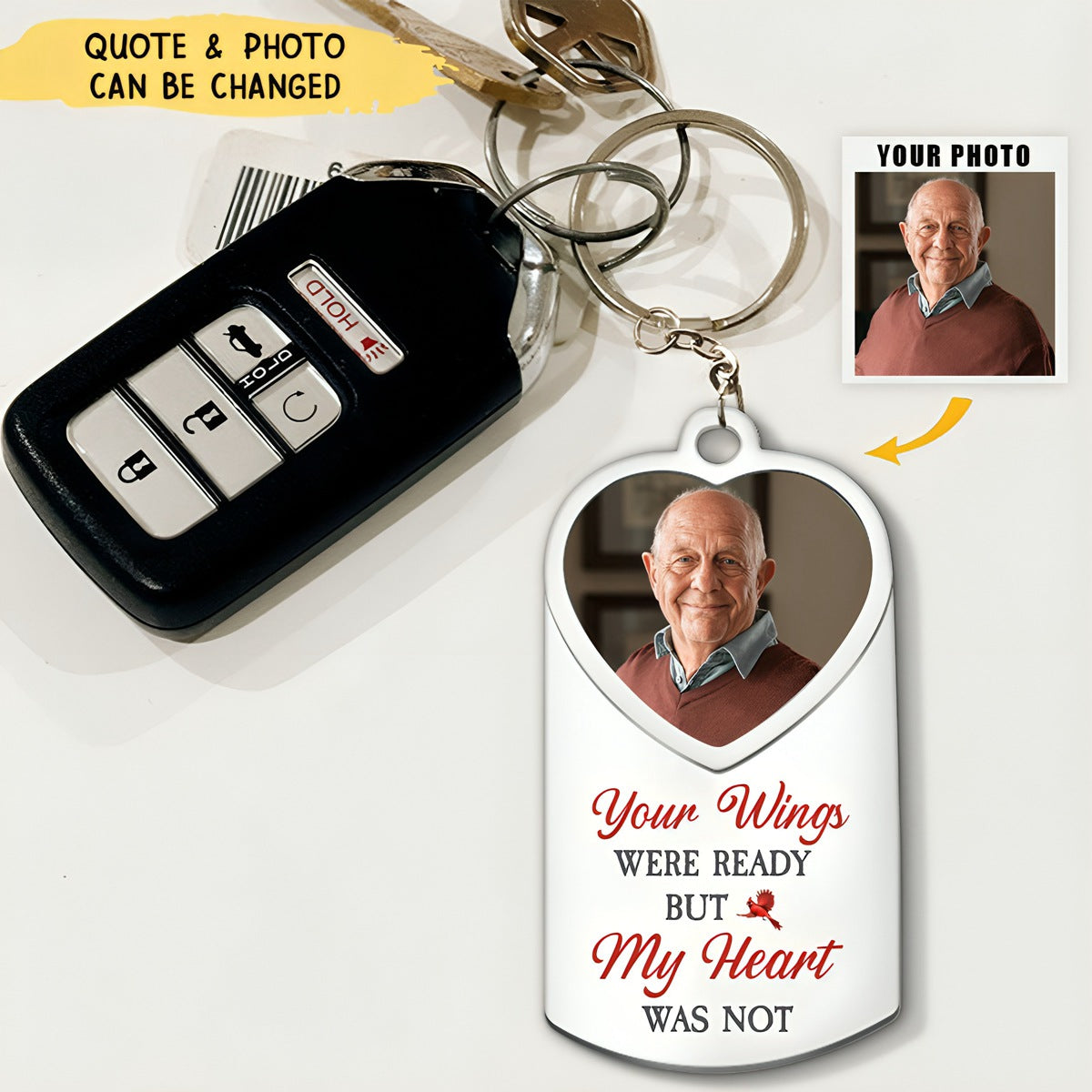 Personalized Memorial Upload Photo Stainless Steel Keychain