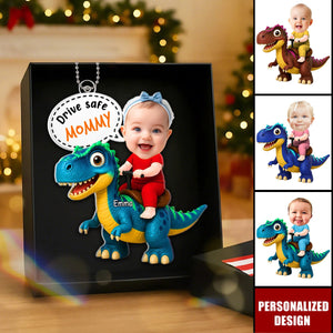 Personalized Drive Safe Daddy Baby Photo Car Ornament