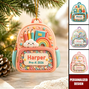 Personalized Kindergarten 2026 Ornament, Custom Backpack Christmas Gift