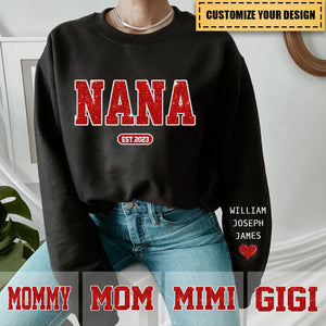 Glitter Custom Name Grandma Nana Mimi Est And Kids Personalized Sweatshirt