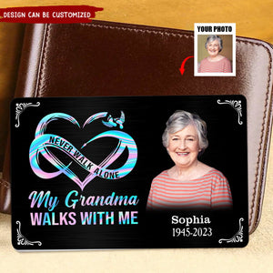 Never Walk Alone Personalized Wallet Card - Sympathy Gift For Family Members