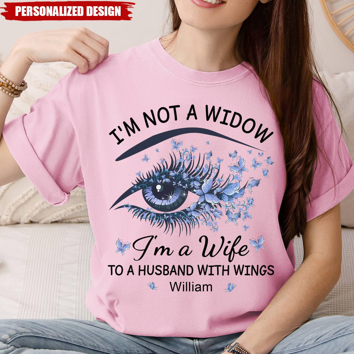 I'm A Wife To A Husband With Wings - Memorial Personalized Custom Unisex T-shirt