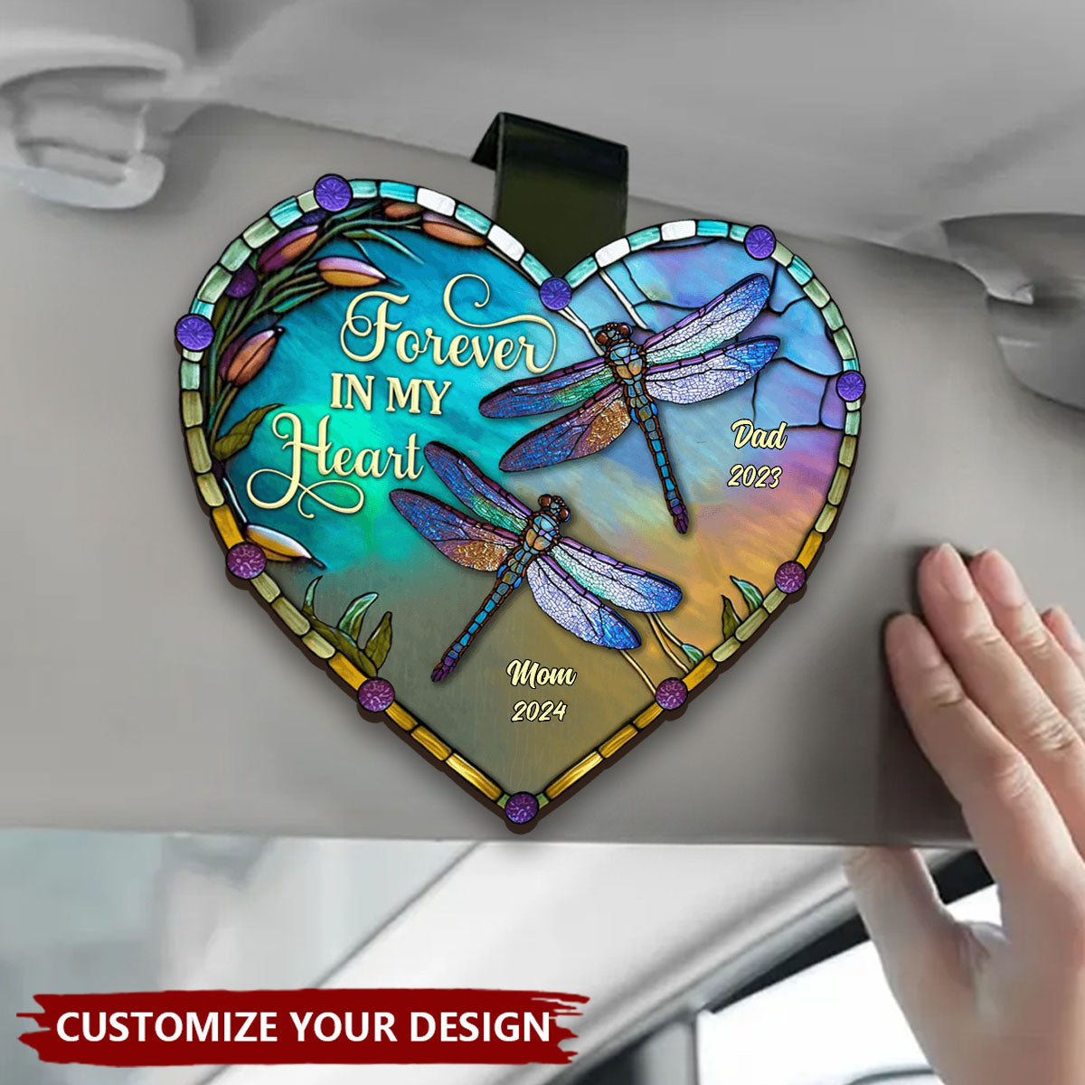 Forever In My Heart - Family Personalized Memorial Gift Custom Car Visor Clip
