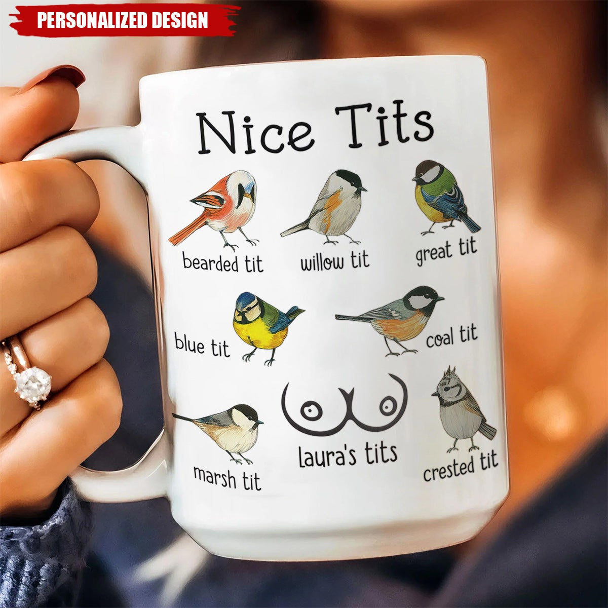 Nice Tits - Personalized Funny Bird Pun Mug