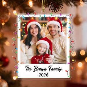 Personalized Family Christmas Lights Polaroid Ornament