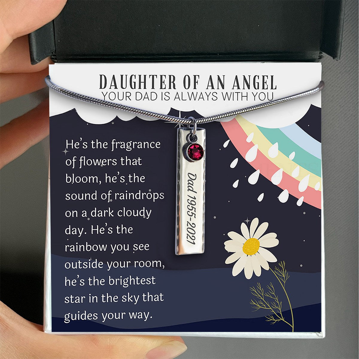 Personalized Memorial Dad Necklace, Daughter Of An Angel