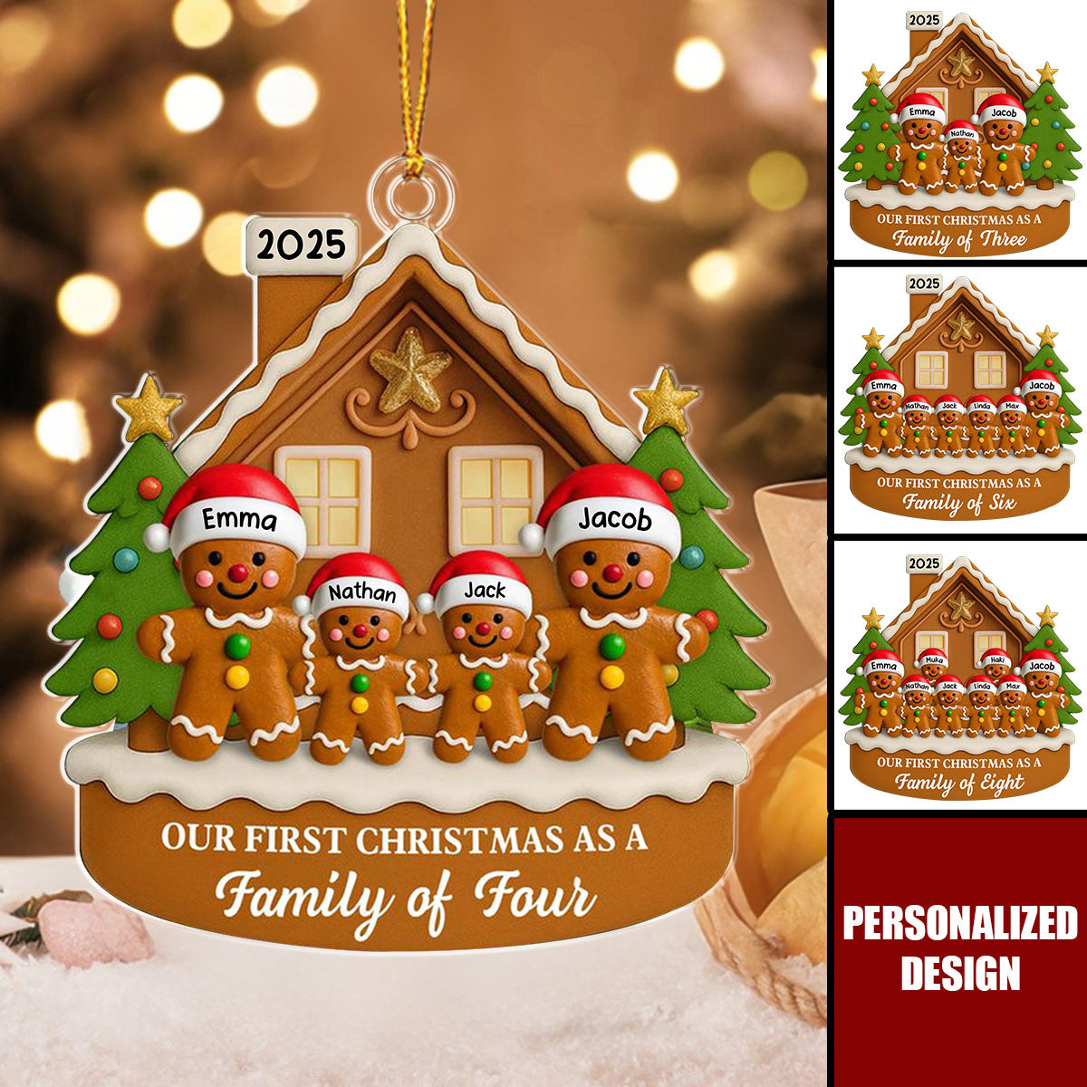 Our First Christmas Gingerbread House Personalized Family Ornament