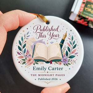 Personalized Published Author Custom Book Title Ceramic Ornament
