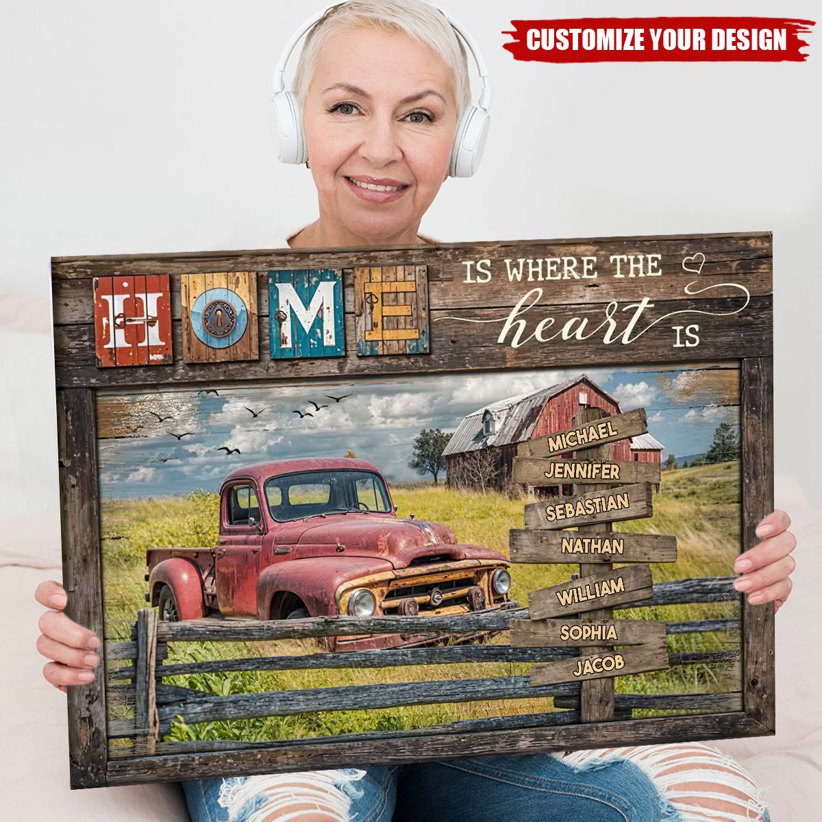 Home Is Where The Heart Is - Personalized Family Canvas