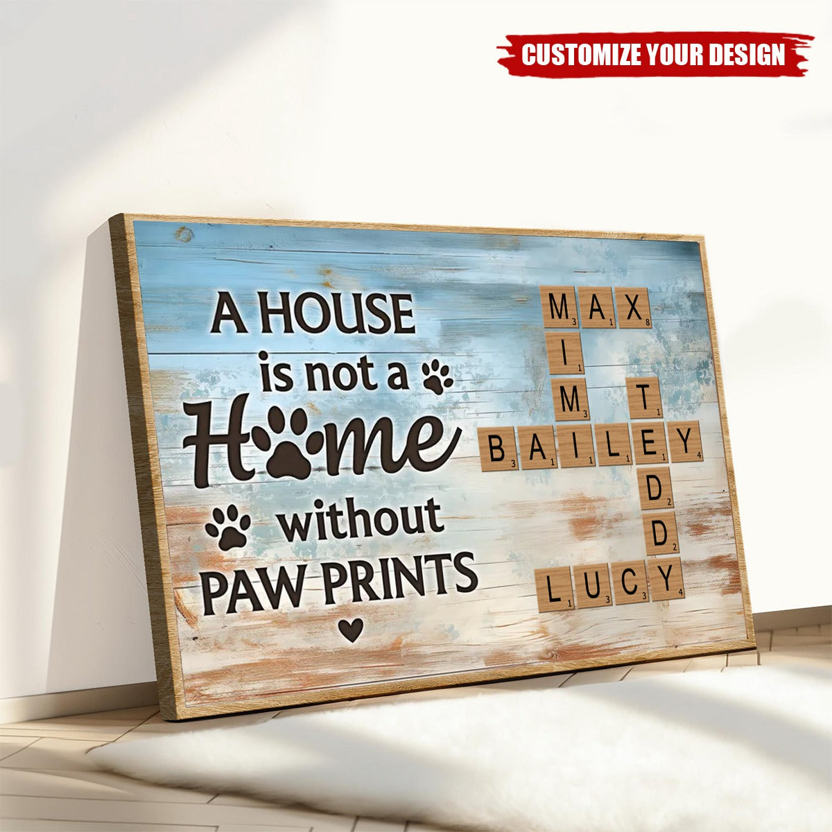 Home With Paw Prints Pet Crossword Puzzle Art Personalized Poster