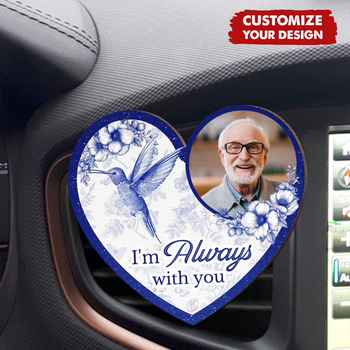 I'm Always With You - Personalized Wooden Photo Car Visor Clip