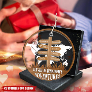 Gifts For Couples - Our Adventures - Personalized Travel Adventure Ornament