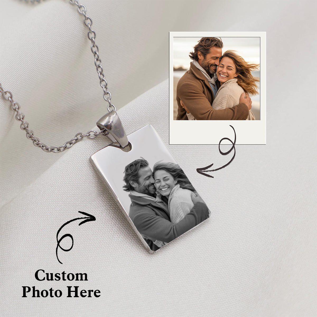 Personalized Custom Photo Necklace Couple Gift, Memorial Gift