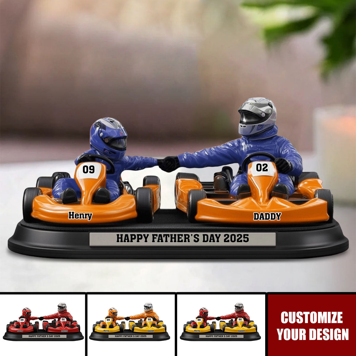 Racing Loving Dad & Kid - Personalized Father Custom Shaped Acrylic Plaque