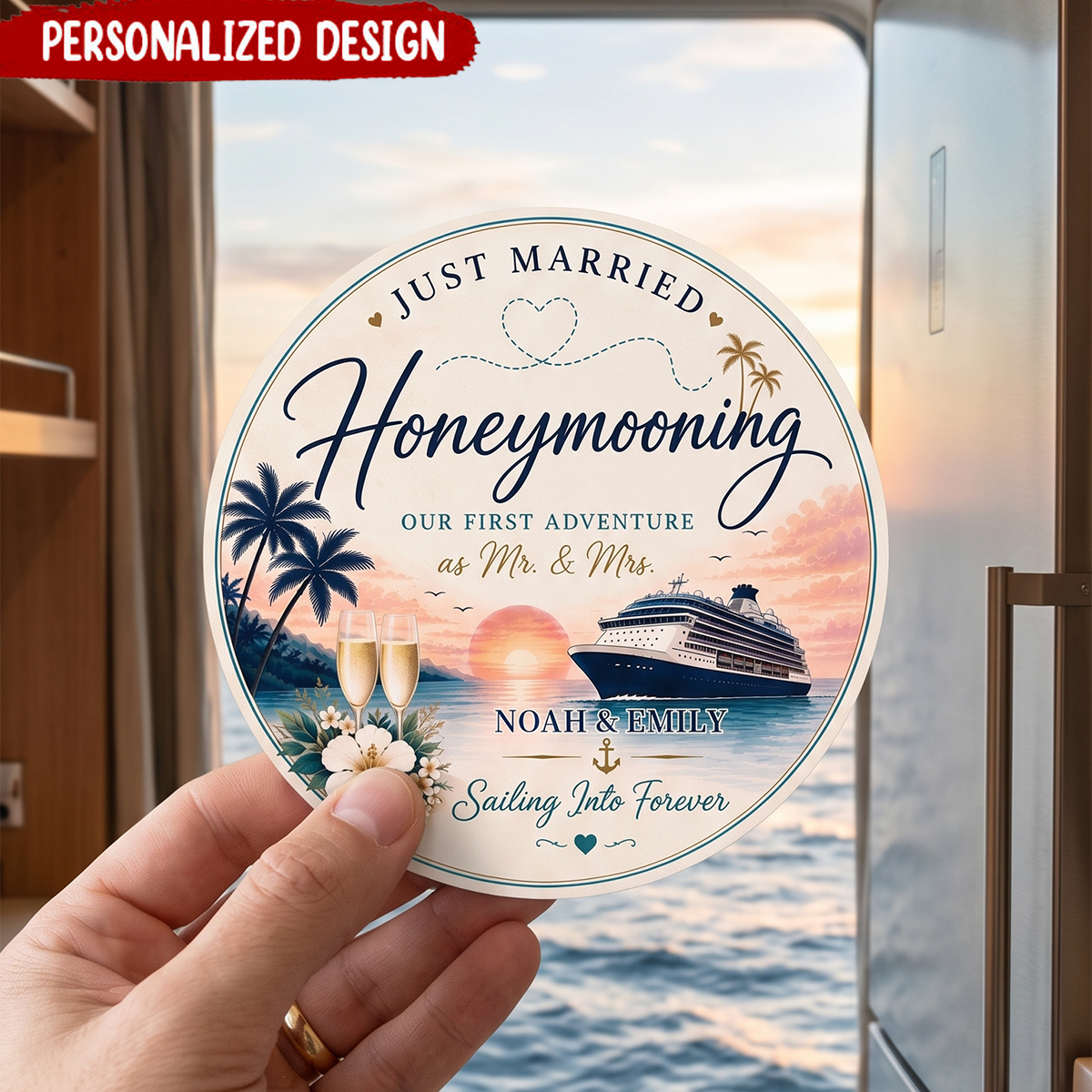 Personalized Cruise Door Magnet | Rustic Coastal Cruise Cabin Decor