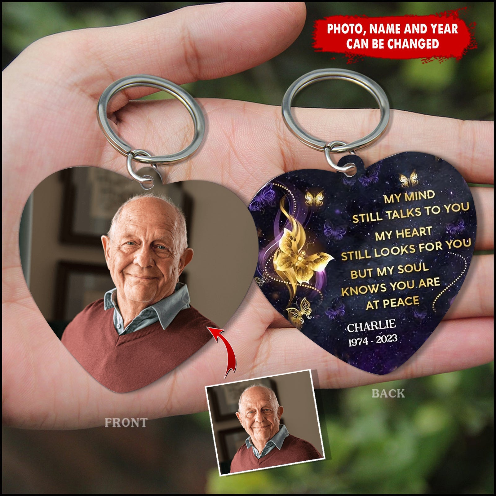 My Mind Still Talks To You Photo Memorial Personalized Acrylic Keychain