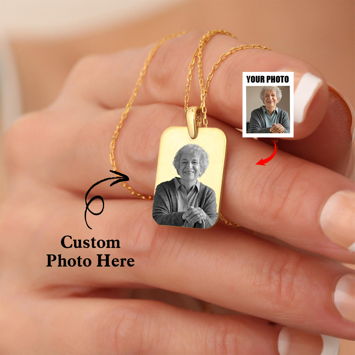 Personalized Custom Photo Necklace Couple Gift, Memorial Gift
