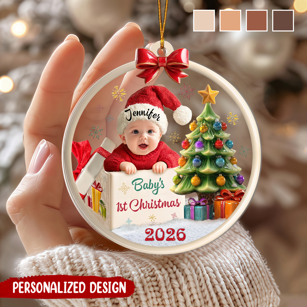 Personalized Baby's First Christmas Custom Baby Photo Ornament