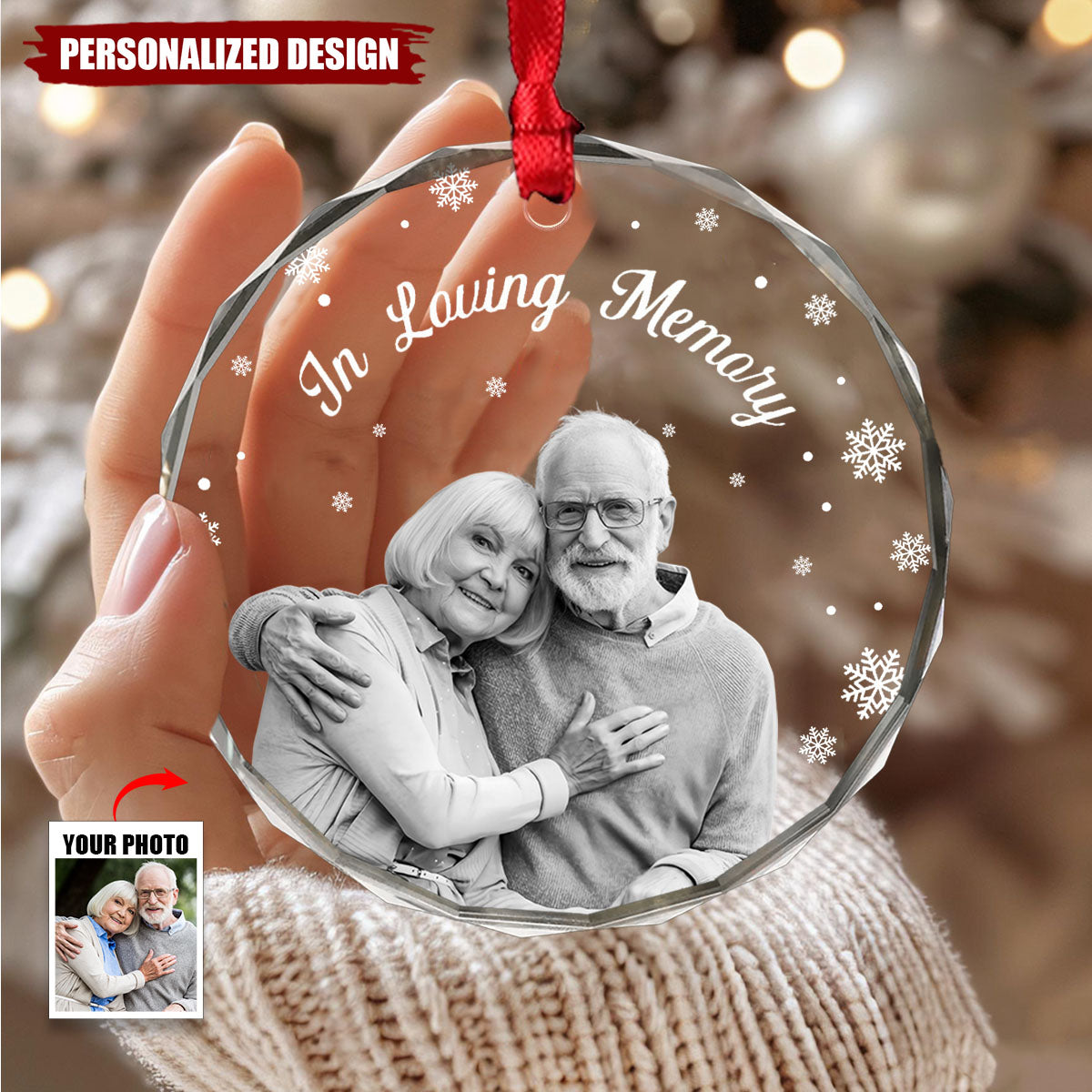 Personalized Memorial In Loving Memory Glass Ornament