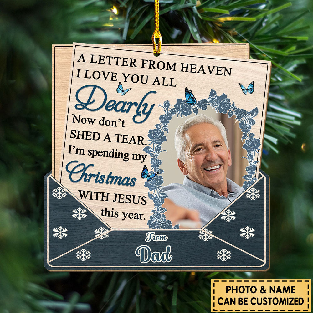 Custom Photo A Letter From Heaven - Memorial Personalized Ornament