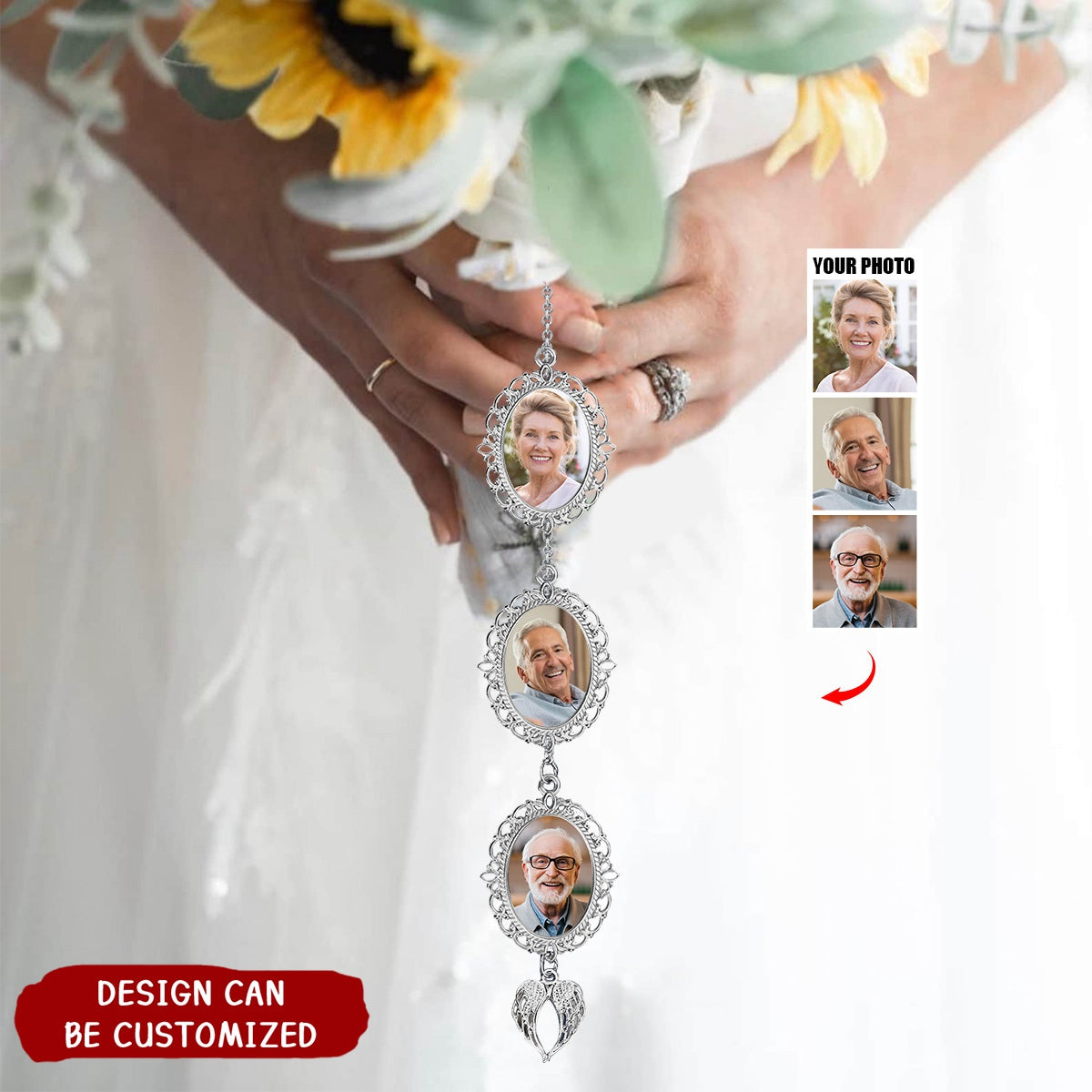 Personalized Memorial Photo Charm for Bridal Bouquet