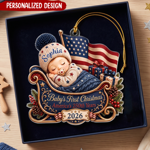 Personalized First Christmas 2026 Ornament, America 250th Anniversary Ornament