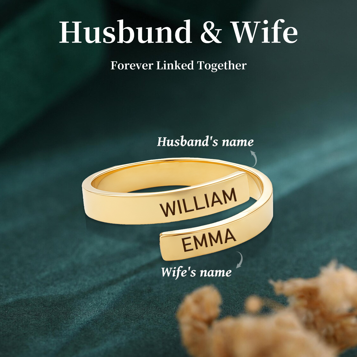 Personalized Couple Double Name Engraved Ring