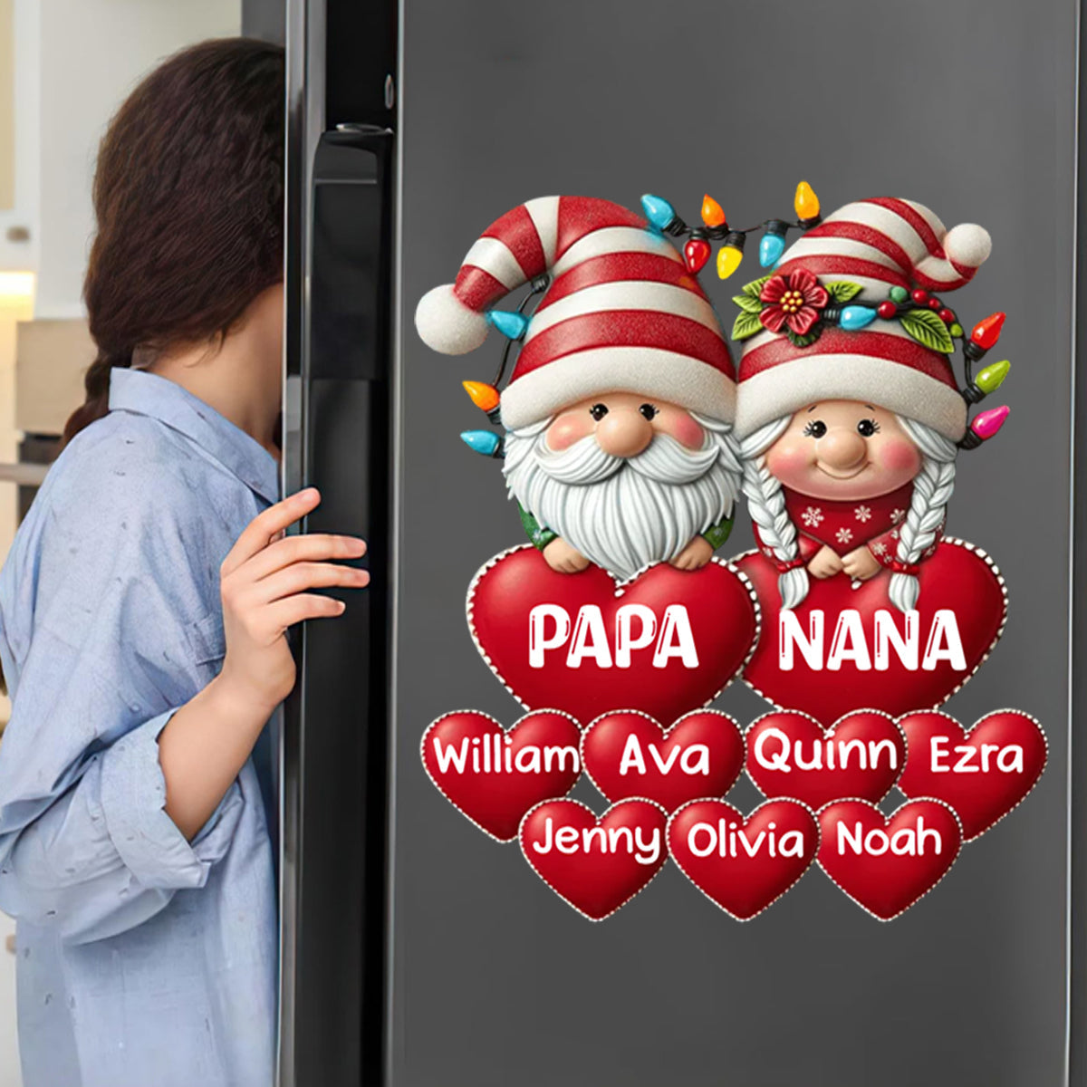 Christmas Grandma & Grandpa Mom & Dad With Heart Kids Custom Decal Sticker