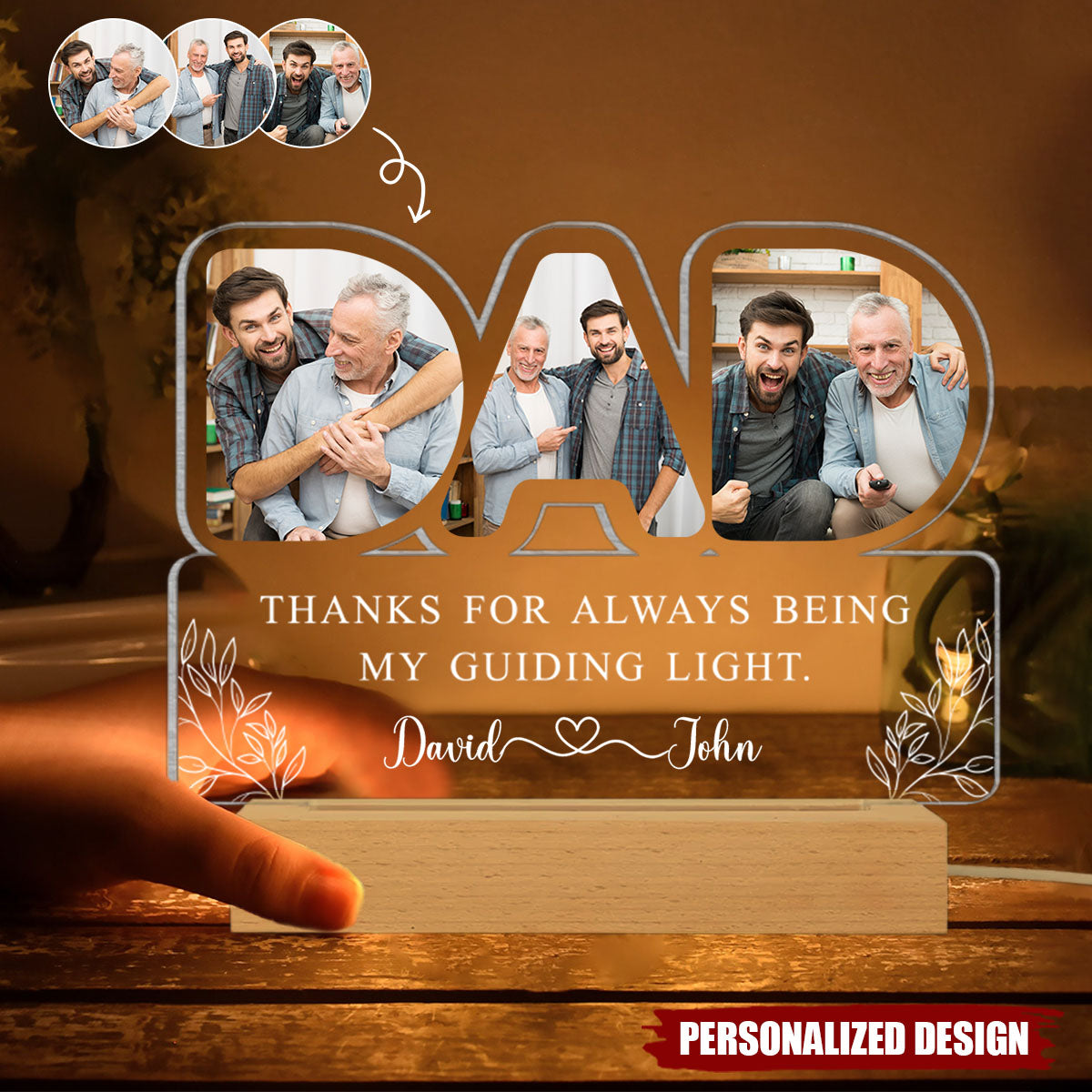 Thanks For Always Being My Guiding Light - Personalized Acrylic Night Light, Gift For Dad