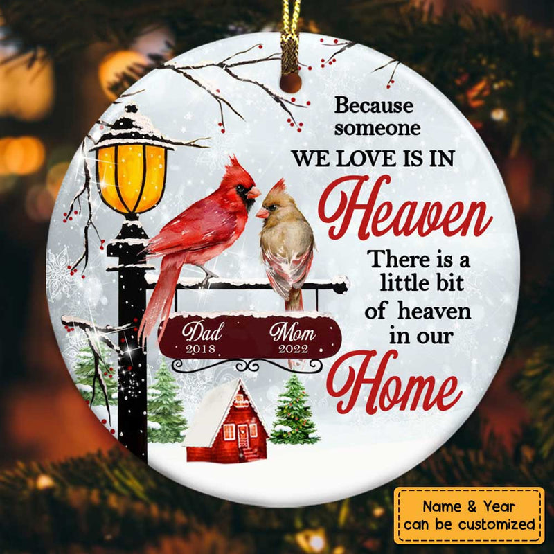 Cardinal Heaven In Our Home - Memorial Personalized Custom Ornament