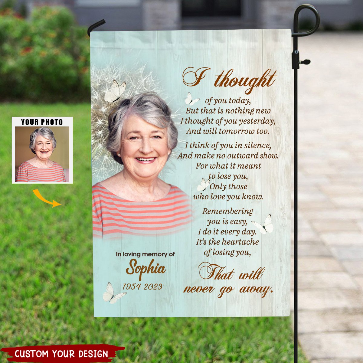 Personalized I Thought Of You Memorial Flag