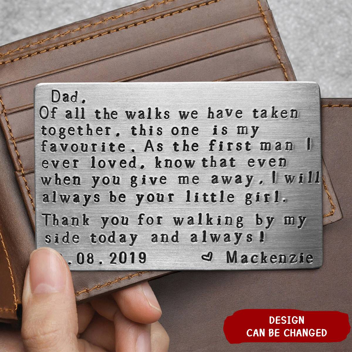 Personalized Aluminum Wallet Card - Gift for Father of the Bride - Wedding Gift from Daughter