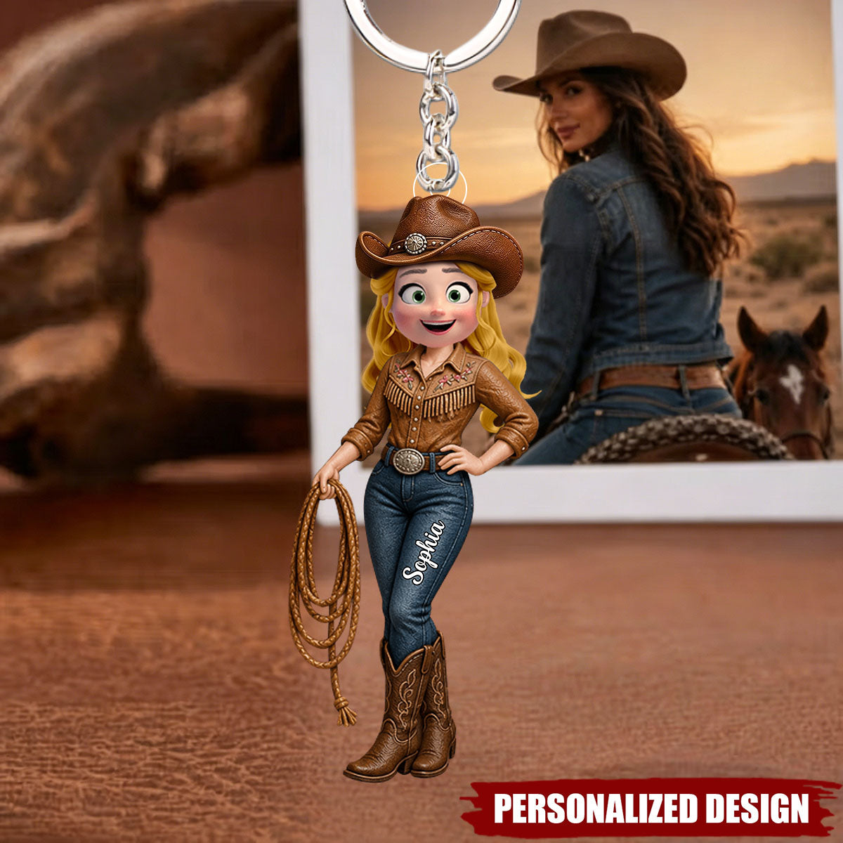 Cowgirl Keychain - Personalized Gifts For Cowgirl