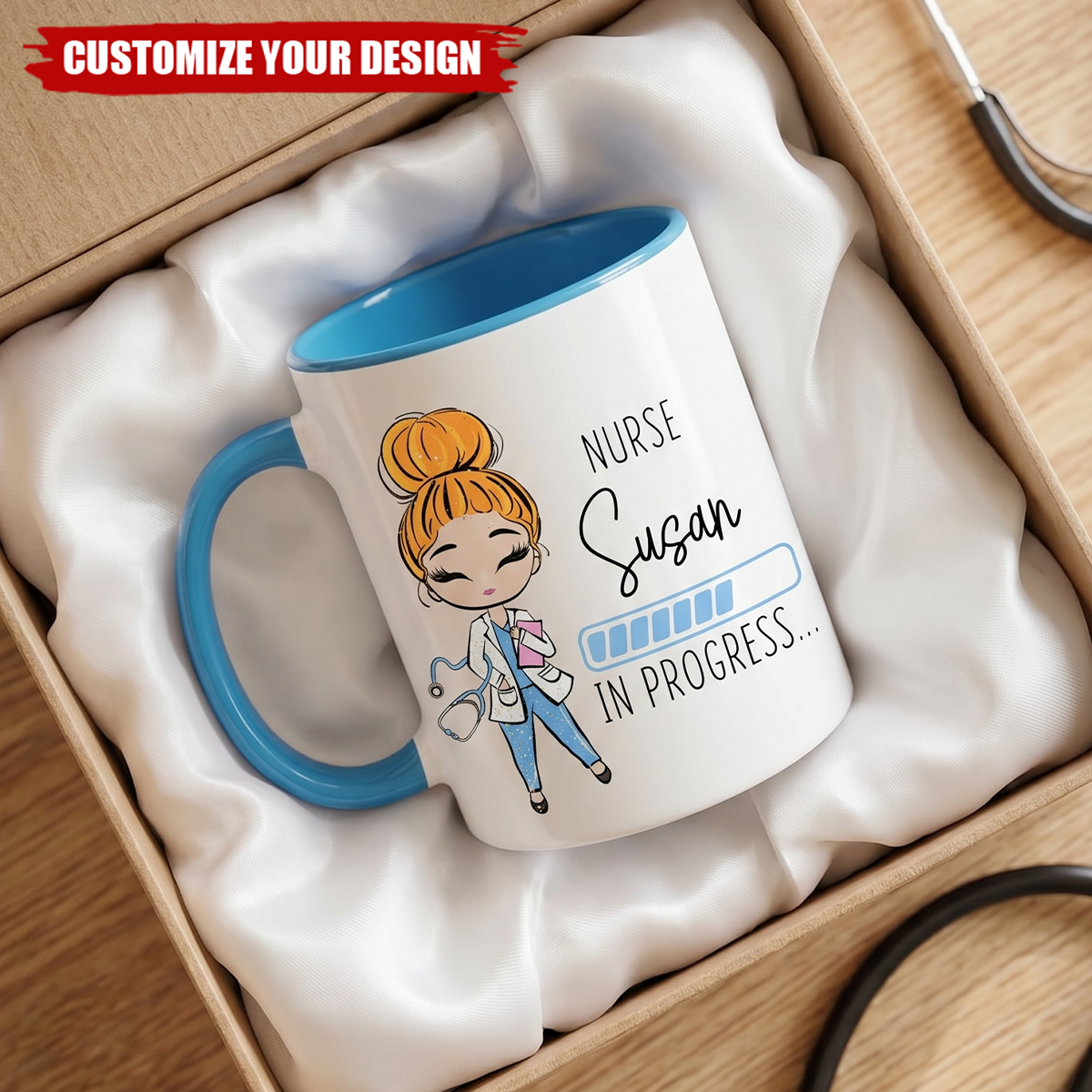 Personalized Nurse In Progress Mug - RN Gift Coffee Cup