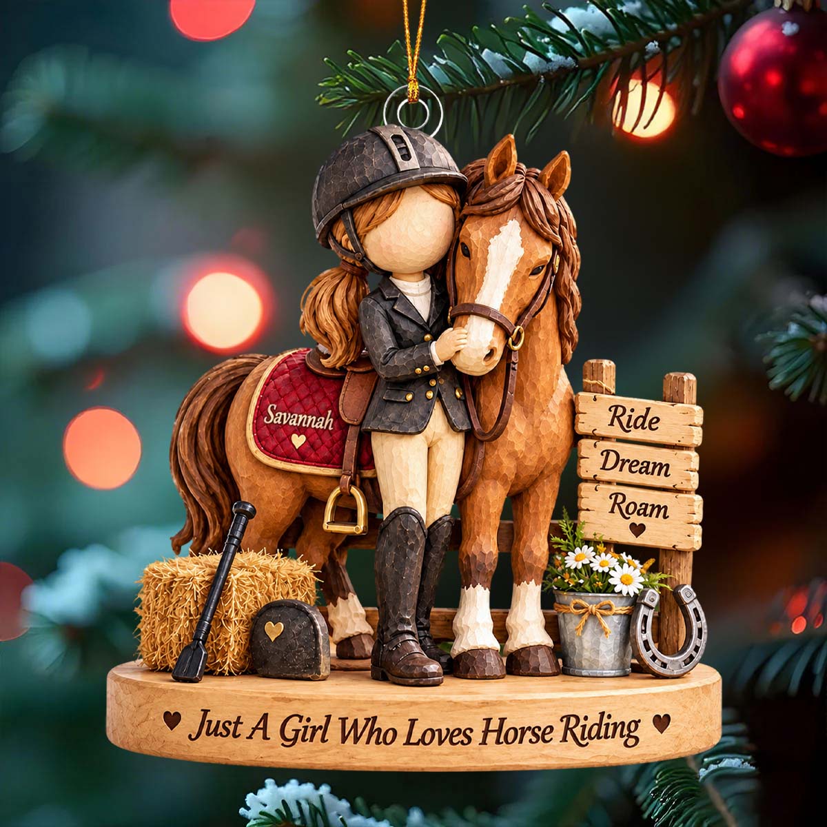 Custom Horse Riding Girl Ornament, Personalized Equestrian Gift, Horse Lover Christmas Keepsake