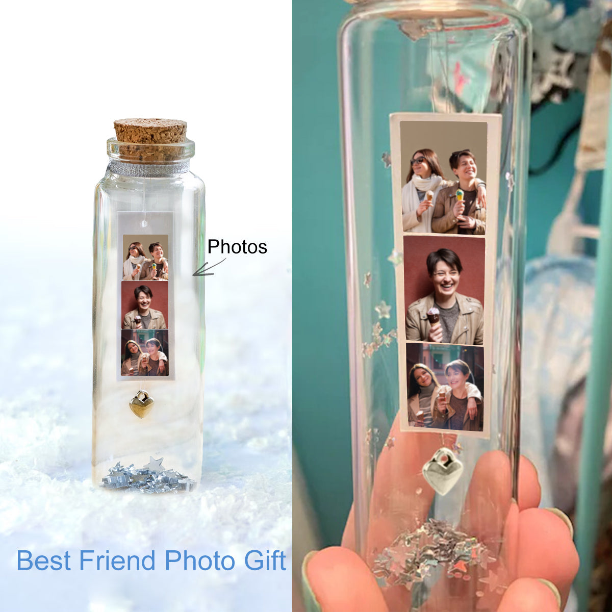 Best Friend Couple Family Photo Gift – Personalised Message in a Bottle