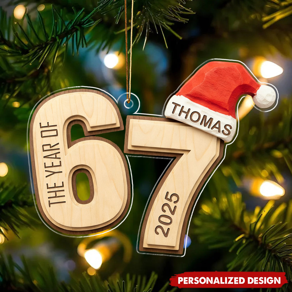 Personalized Funny Custom Name Six Seven Acrylic Ornament