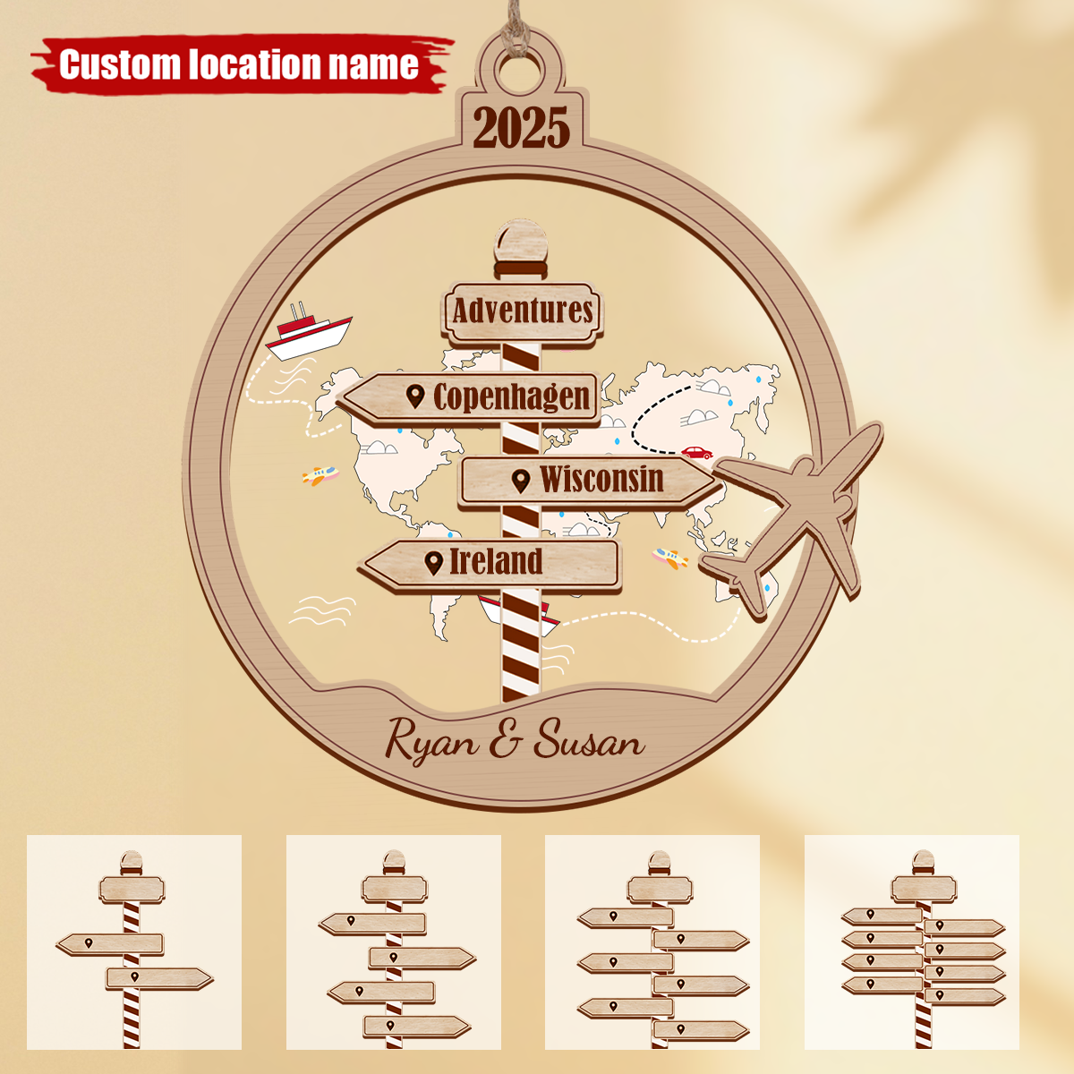 New Adventure Couple Traveler Christmas, Personalized Travel Acrylic Ornament