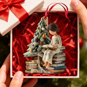 Just a Girl Who Loves Books Ornament, Personalized Reading Girl Ornament