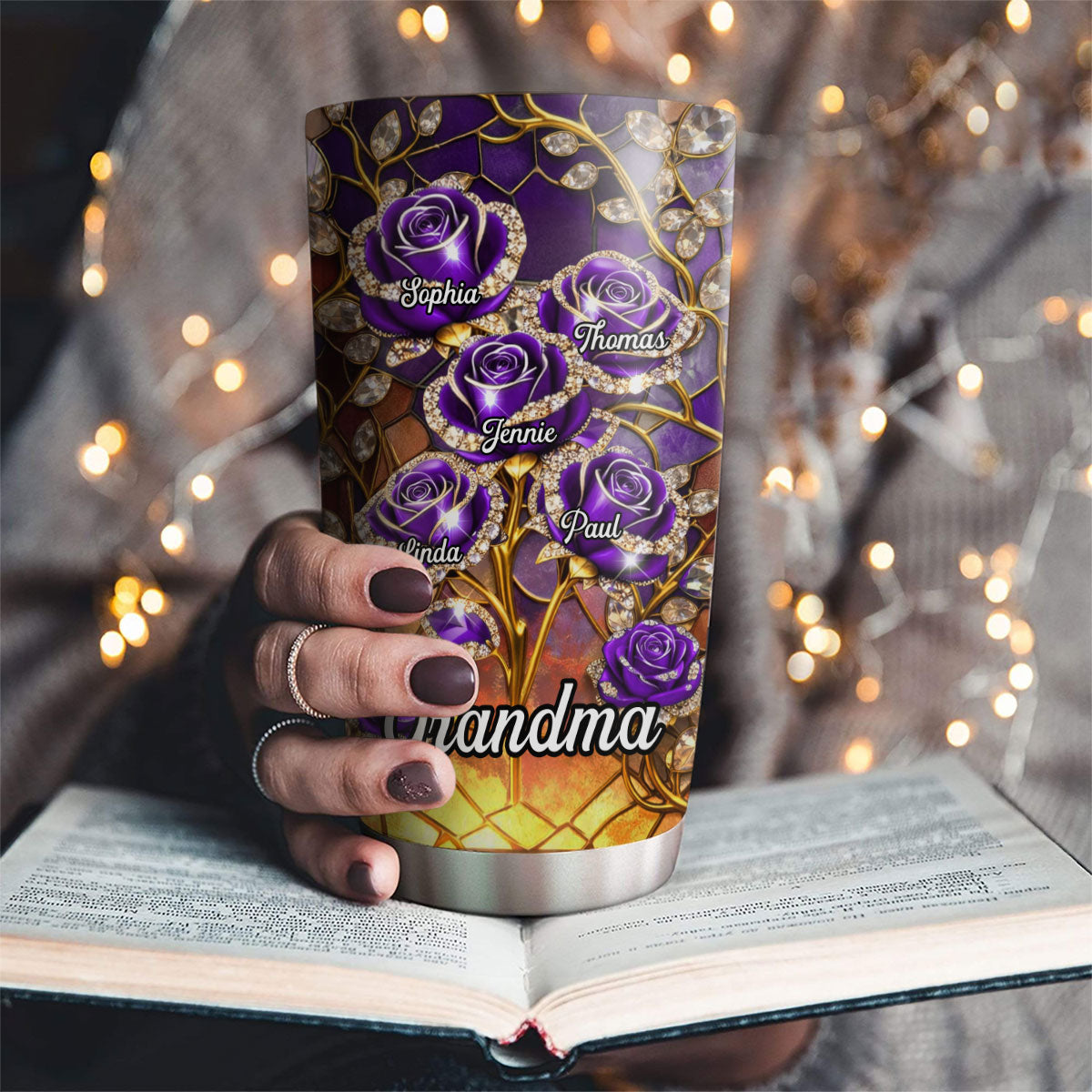 Rose Flower Grandma - Personalized Tumbler